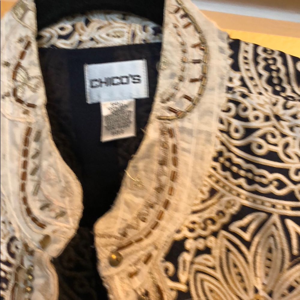 Chico’s blazer in tan/black with beading - nice! - Picture 2 of 4